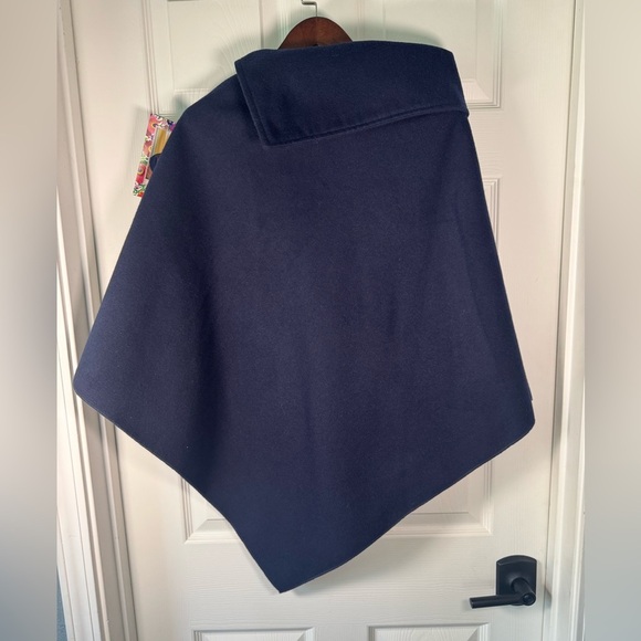NWT Matyo Designs Handmade Cape Poncho Navy Felt Cowlneck Embrioded One Size - Picture 8 of 10